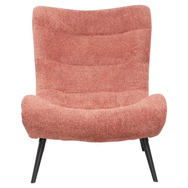 ARMCHAIR BRYM HM9605.02 PINK BOUCLE FABRIC-BLACK WOODEN LEGS 97x80x100Hcm.