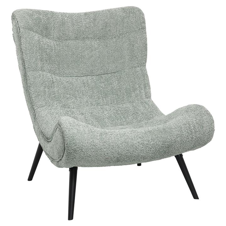 ARMCHAIR BRYM HM9605.05 PISTACHIO GREEN BOUCLE FABRIC-BLACK WOODEN LEGS 97x80x100Hcm.