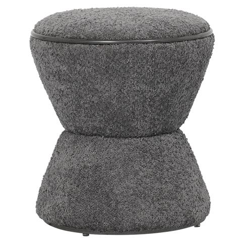 STOOL ROUND LINNER HM9604.01 BOUCLE FABRIC GREY-BLACK DETAIL Φ38,5x43Hcm.