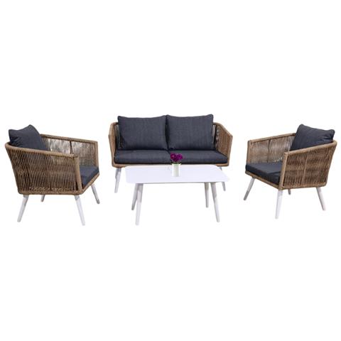ΣΑΛΟΝΙ ΕΞ.ΧΩΡΟΥ 4ΤΜΧ FREJA HM6057.01 ΑΛΟΥΜ. ΛΕΥΚΟ-PE RATTAN ΜΠΕΖ-ΑΝΘΡΑΚΙ ΜΑΞΙΛΑΡΙΑ
