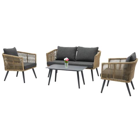 ΣΑΛΟΝΙ ΕΞ.ΧΩΡΟΥ 4ΤΜΧ FREJA HM6057.03 ΑΛΟΥΜ.ΑΝΘΡΑΚΙ-PE RATTAN ΜΠΕΖ-ΑΝΘΡΑΚΙ ΜΑΞΙΛΑΡΙΑ