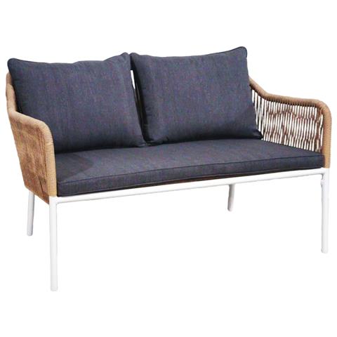 OUTDOOR 2-SEATER SOFA BAFFIN HM6054.01 ALUMINUM WHITE-PE RATTAN BEIGE-ANTHRACITE CUSHIONS
