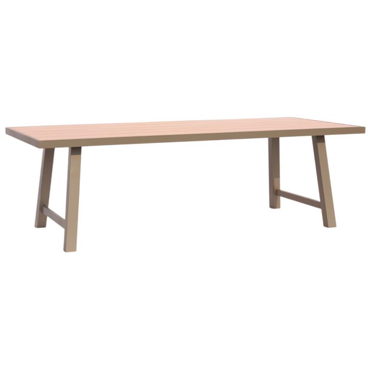 OUTDOOR ALUMINUM TABLE GOBAR HM6060.04 CHAMPAGNE WITH WOOD-LIKE TABLETOP 240Χ105Χ75Hcm.