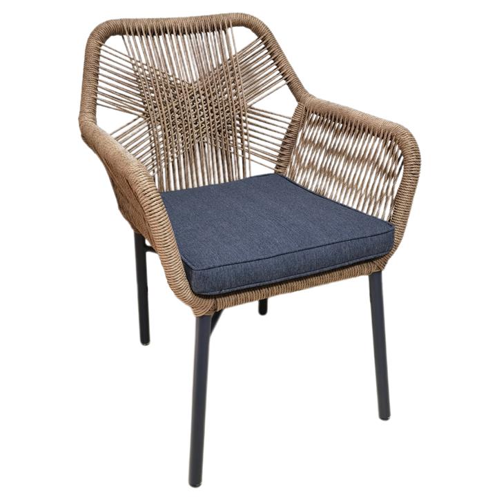 ARMCHAIR TOPIN HM6048.03 ALUMINUM ANTHRACITE-P.E. RATTAN BEIGE-CUSHION ANTHRACITE 57x65x84Hcm