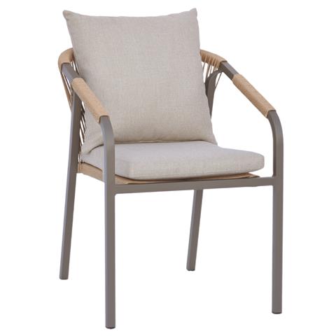 ARMCHAIR MAERLY HM6051.04 CHAMPAGNE ALUMINUM-BEIGE CUSHIONS-P.E.RATTAN IN NATURAL 57x61x75Hcm.