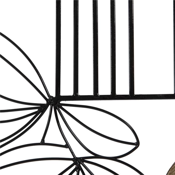 WALL DECORATION HM4218 NATURAL WOOD COLOR-BLACK METAL 66x100Hcm.