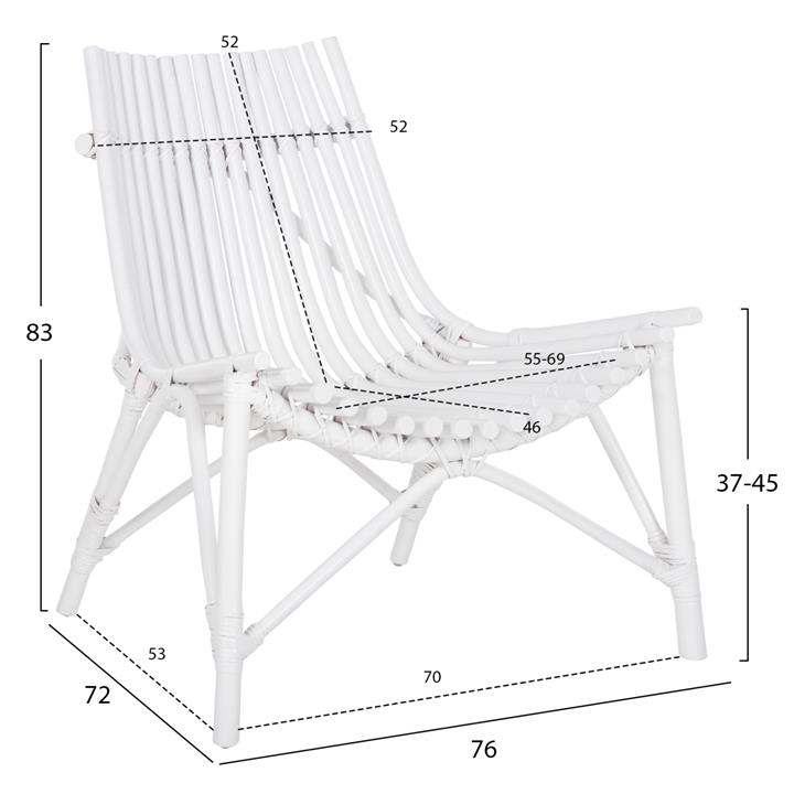 CHAIR FOR OUTDOORS CELLION HM9812.03 RATTAN POLES IN WHITE COLOR 76x72x83Hcm.
