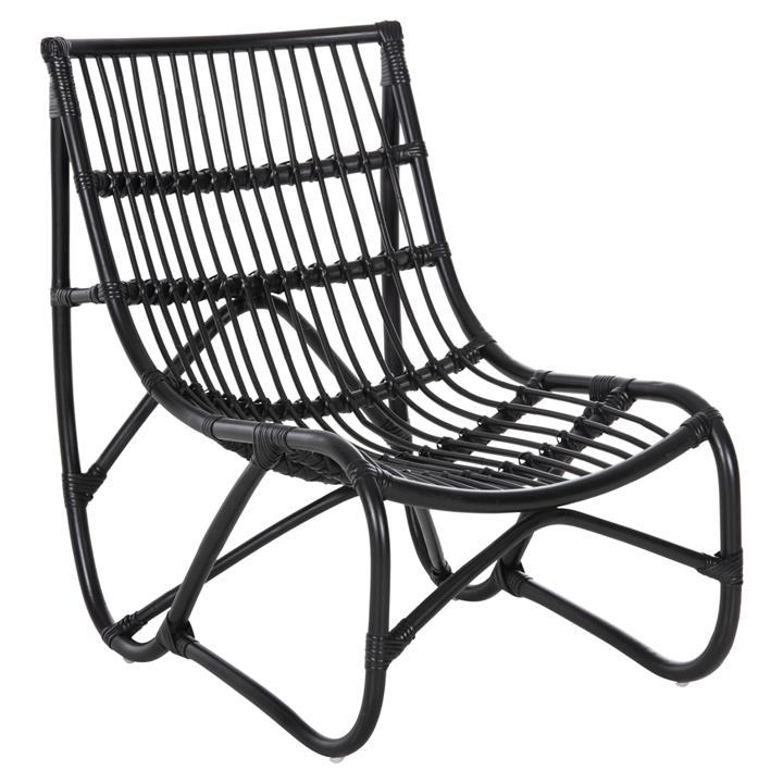 ARMCHAIR GRINN HM9815.02 RATTAN RODS IN BLACK COLOR 56.5x73.5x79.5H cm.