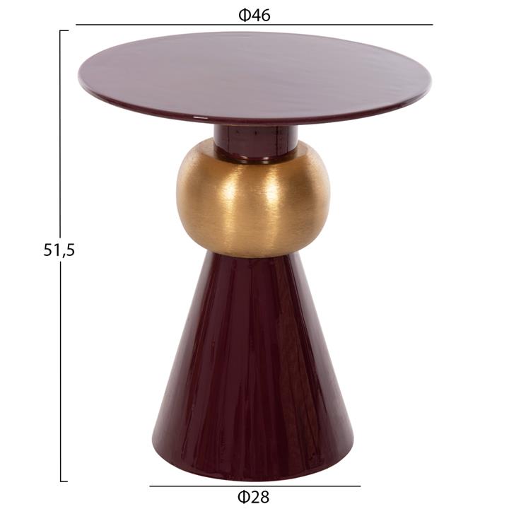 SIDE TABLE PATNA HM4234.06 METAL IN MAROON-GOLD Φ46x51,5Hcm.