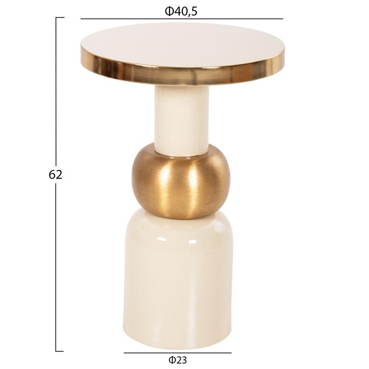 SIDE TABLE AMBUR HM4238.03 METAL IN ECRU-GOLD Φ40,5x62Hcm.