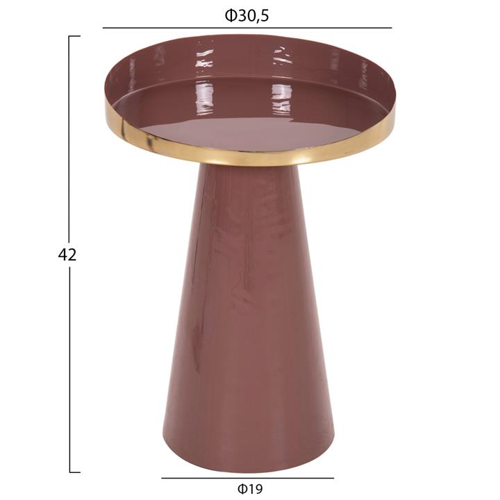 SIDE TABLE LATUR HM4250.06 METAL IN BROWNISH RED-GOLD Φ30,5x39-42Hcm.