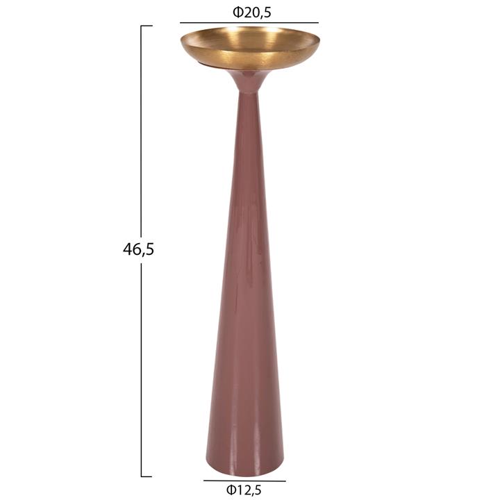 FLOOR CANDLESTICK (PILLAR) GUNTUR HM4244.06 METAL IN LIGHT CORAL-GOLD Φ20,5x68Hcm.