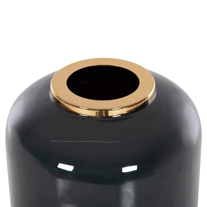 DECORATIVE FLOOR VASE RAKSASA HM4231.05 METAL IN ANTHRACITE BLUE-SILVER Φ30x80Hcm.
