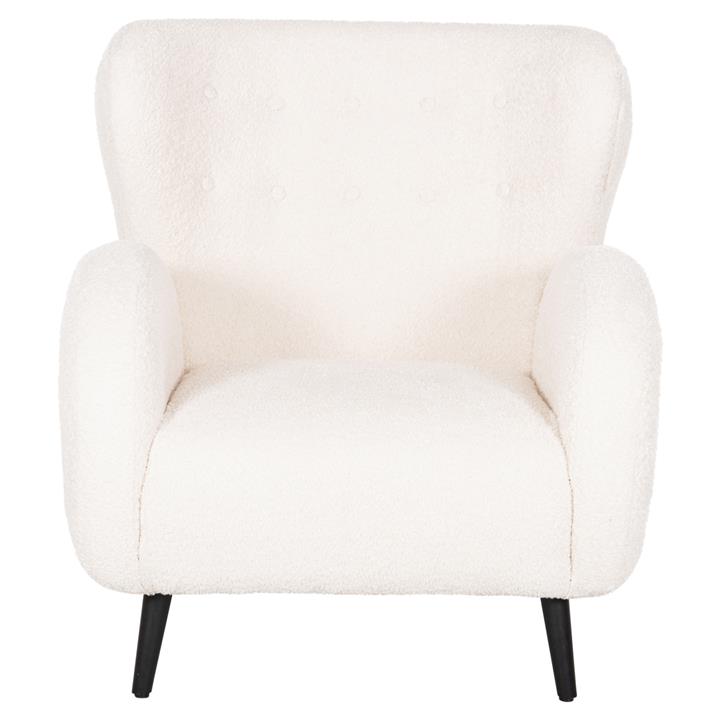ARMCHAIR KRYLY HM9593.06 ECRU BOUCLE FABRIC-BLACK WOODEN LEGS 83x87x89Hcm.