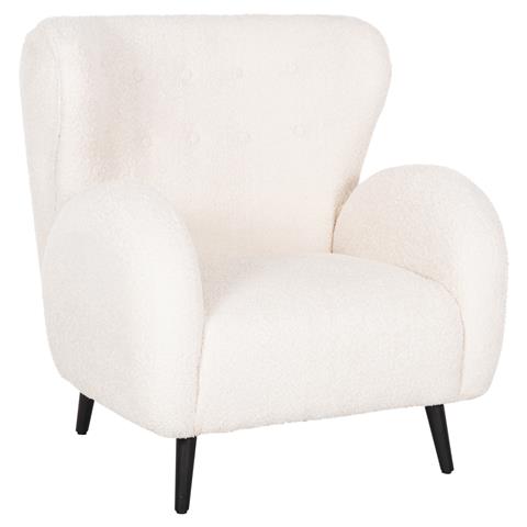 ARMCHAIR KRYLY HM9593.06 ECRU BOUCLE FABRIC-BLACK WOODEN LEGS 83x87x89Hcm.