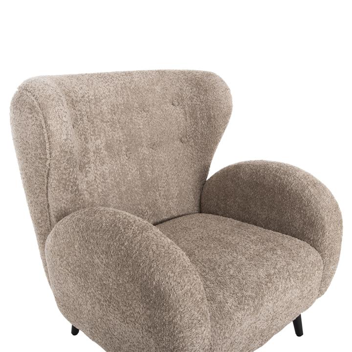 ARMCHAIR KRYLY HM9593.07 BEIGE BOUCLE FABRIC-BLACK WOODEN LEGS 83x87x89Hcm.