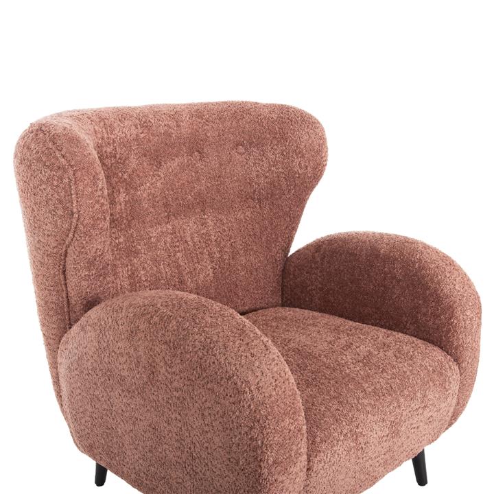 ARMCHAIR KRYLY HM9593.02 PINK BOUCLE FABRIC-BLACK WOODEN LEGS 83x87x89Hcm.