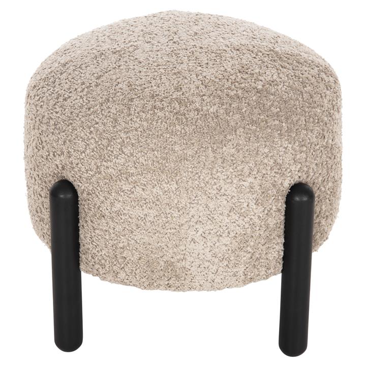 STOOL ROUND EWAN HM9596.08 BEIGE BOUCLE FABRIC-BLACK METAL LEGS Φ45x36Hcm.