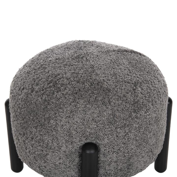 STOOL ROUND EWAN HM9596.01 GREY BOUCLE FABRIC-BLACK METAL LEGS Φ45x36Hcm.