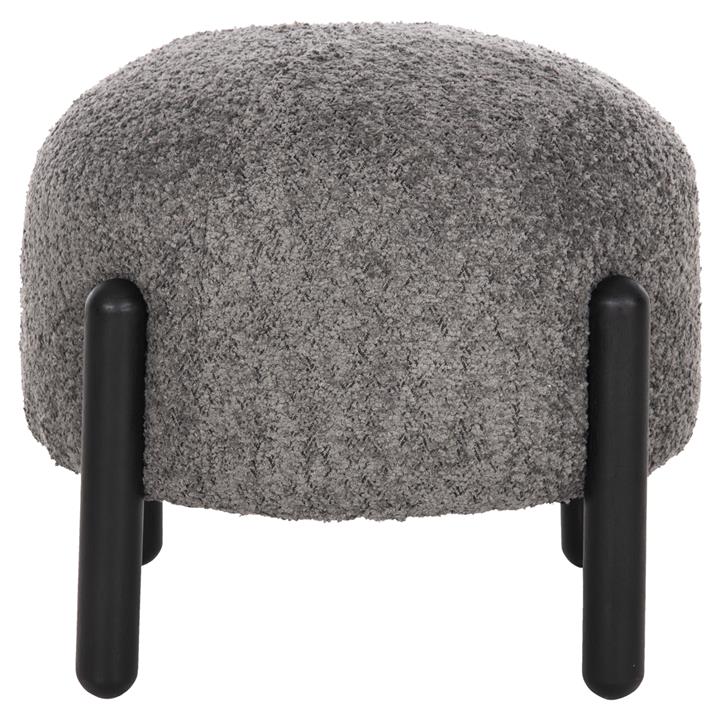 STOOL ROUND EWAN HM9596.01 GREY BOUCLE FABRIC-BLACK METAL LEGS Φ45x36Hcm.