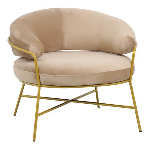 Armchair Malu pakoworld velvet beige-golden 84x79x76cm