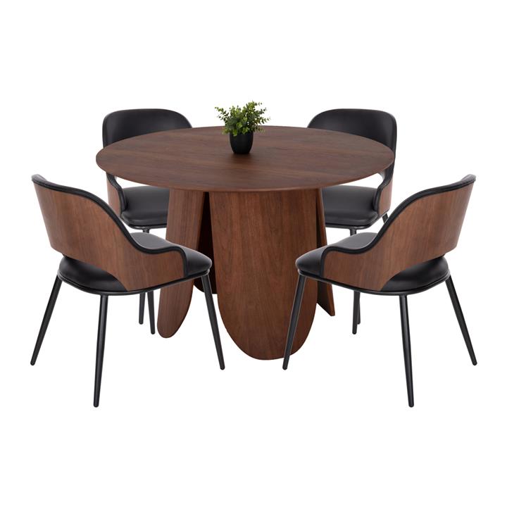DINING SET 5PCS HM11965 TABLE DENTY & 4 CHAIRS DELF (BLACK)