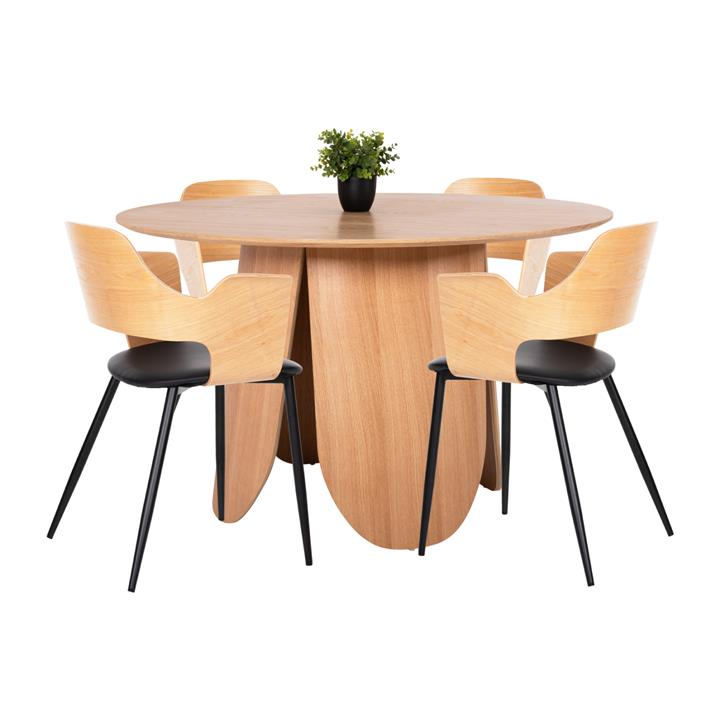 DINING SET 5PCS HM11970 TABLE DENTY & 4 CHAIRS VELP (OAK)