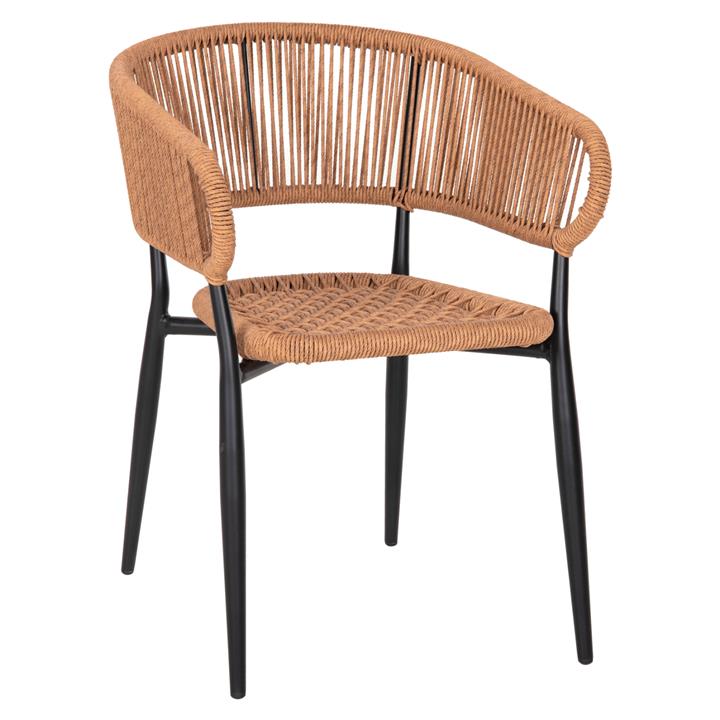 ARMCHAIR ALUMINUM EULO HM5783.13 BLACK-SYNTHETIC RATTAN BEIGE