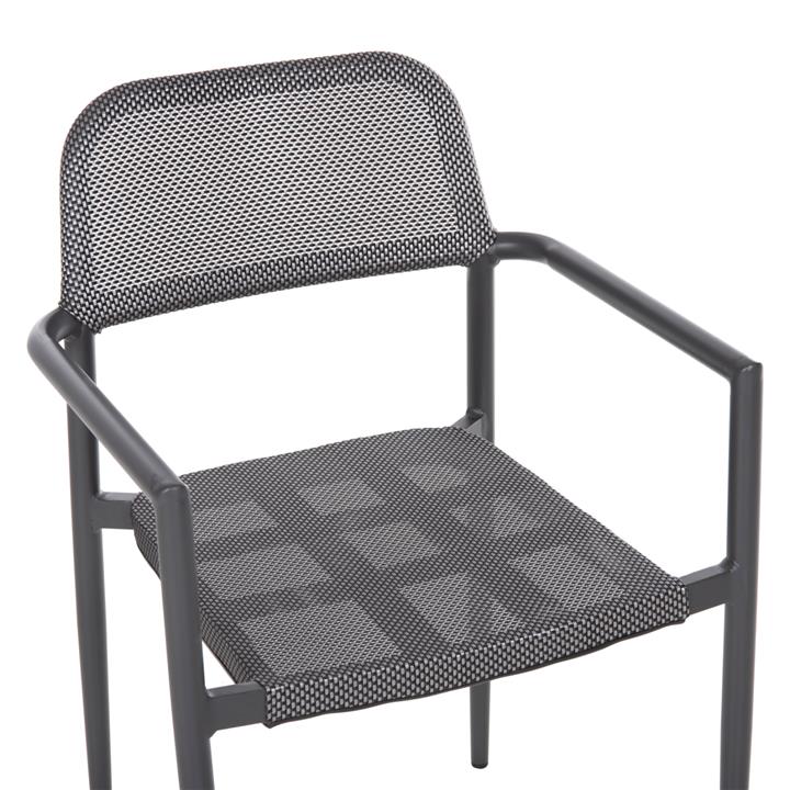 ALUMINUM ARMCHAIR RONNY HM5998.01 GREY FRAME & GREY TEXTILENE 53x51x80Hcm.