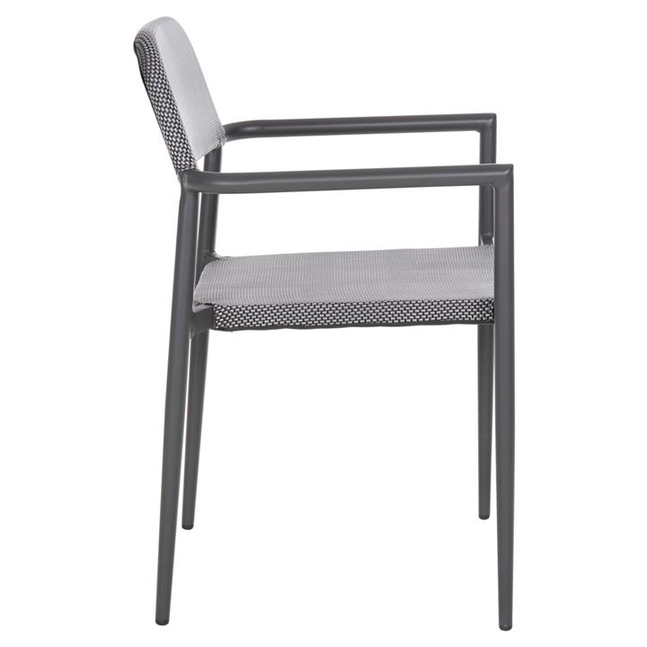 ALUMINUM ARMCHAIR RONNY HM5998.01 GREY FRAME & GREY TEXTILENE 53x51x80Hcm.