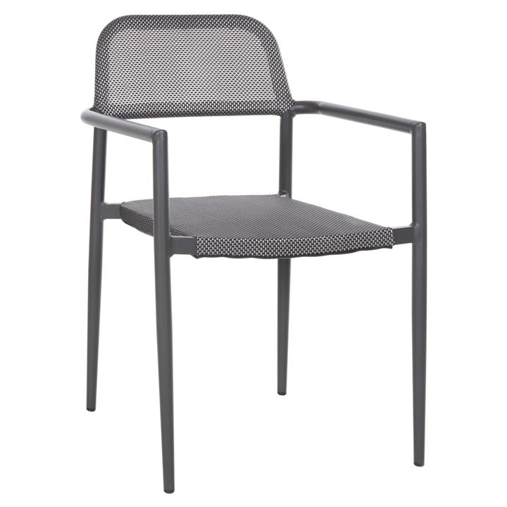 ALUMINUM ARMCHAIR RONNY HM5998.01 GREY FRAME & GREY TEXTILENE 53x51x80Hcm.