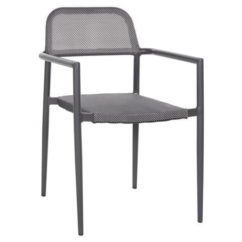 ALUMINUM ARMCHAIR RONNY HM5998.01 GREY FRAME & GREY TEXTILENE 53x51x80Hcm.