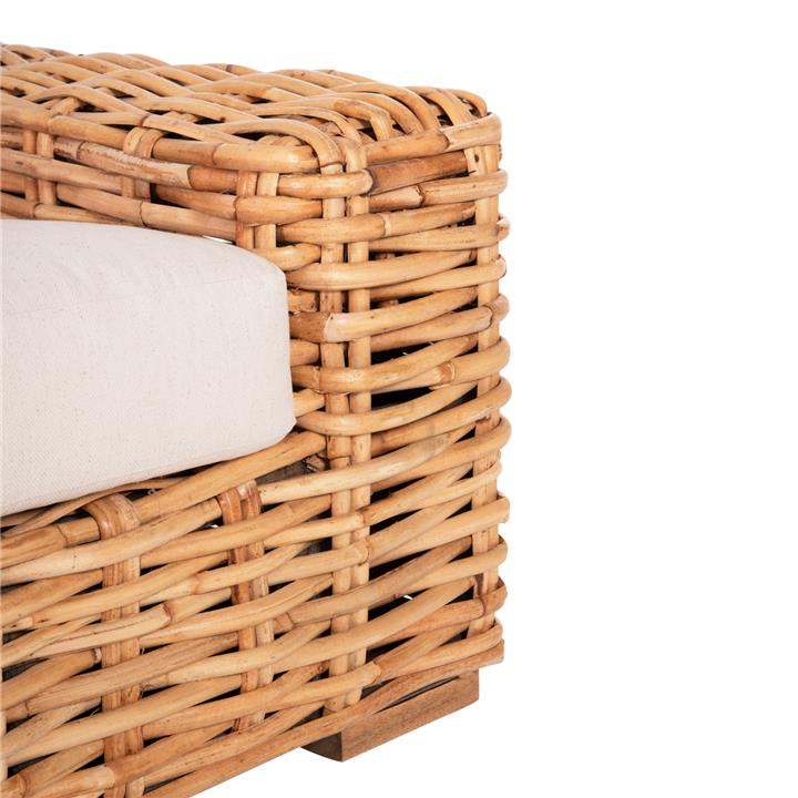 OUTDOOR LOUNGER TROPEL HM9810 MANGO WOOD IN NATURAL-WHITE CUSHIONS 110x88x70-85Hcm.