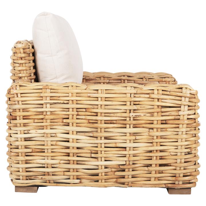 OUTDOOR LOUNGER TROPEL HM9810 MANGO WOOD IN NATURAL-WHITE CUSHIONS 110x88x70-85Hcm.