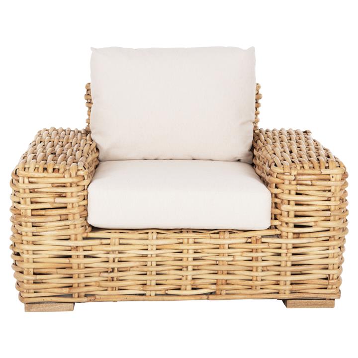 OUTDOOR LOUNGER TROPEL HM9810 MANGO WOOD IN NATURAL-WHITE CUSHIONS 110x88x70-85Hcm.