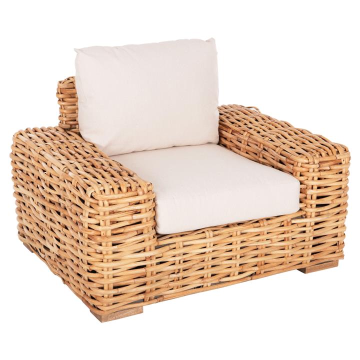 OUTDOOR LOUNGER TROPEL HM9810 MANGO WOOD IN NATURAL-WHITE CUSHIONS 110x88x70-85Hcm.