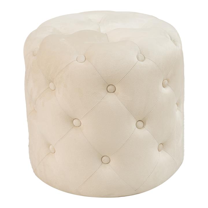 Pouf stool Seval pakoworld velvet cream D49x47cm