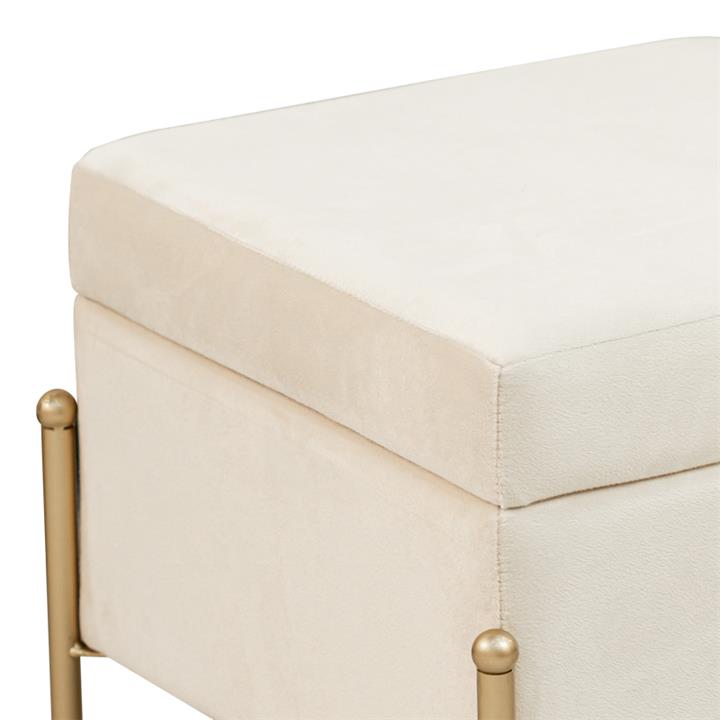 Stool-trunk Panton pakoworld velvet cream-golden 40x40x36,5cm