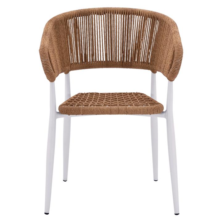 ARMCHAIR ALUMINUM EULO HM5783.12 WHITE-SYNTHETIC RATTAN BEIGE 55,5x63,5x78Hcm.