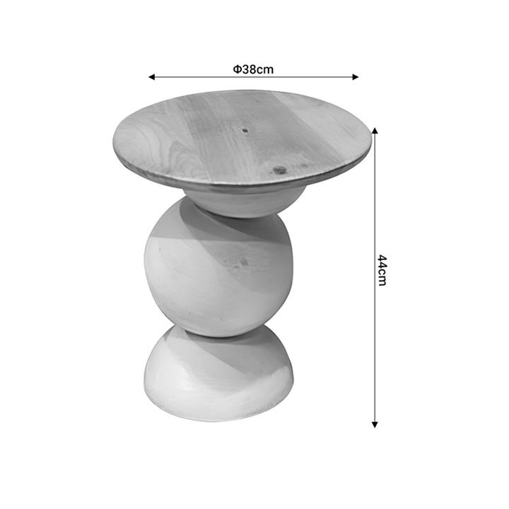 Side table Sedra Inart white wash-natural solid mango wood D38x44cm
