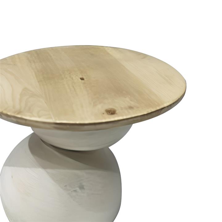 Side table Sedra Inart white wash-natural solid mango wood D38x44cm