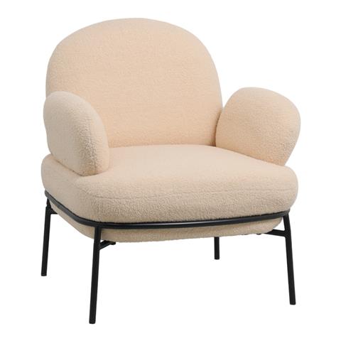 Armchair Jaycob pakoworld boucle brown tampa-black metal leg 74x71x83cm