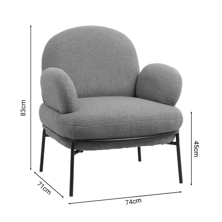 Armchair Jaycob pakoworld boucle cream-black metal leg 74x71x83cm