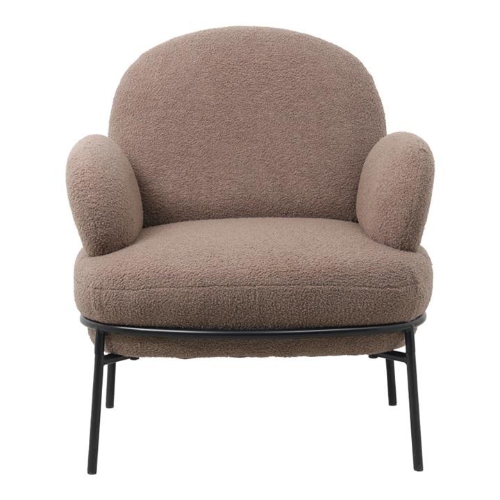Armchair Jaycob pakoworld boucle cream-black metal leg 74x71x83cm