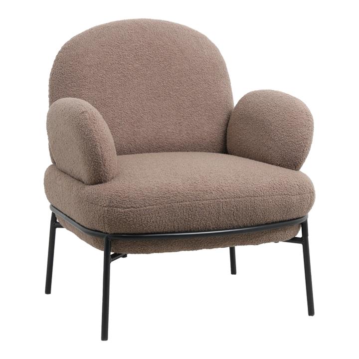 Armchair Jaycob pakoworld boucle cream-black metal leg 74x71x83cm