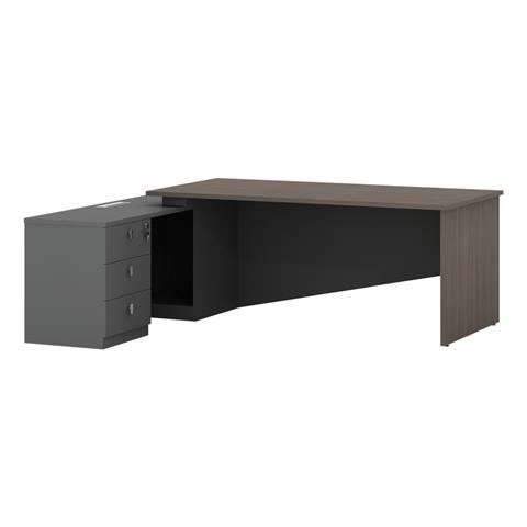 Work desk professional left corner Denith pakoworld charcoal-walnut 220x180x75cm
