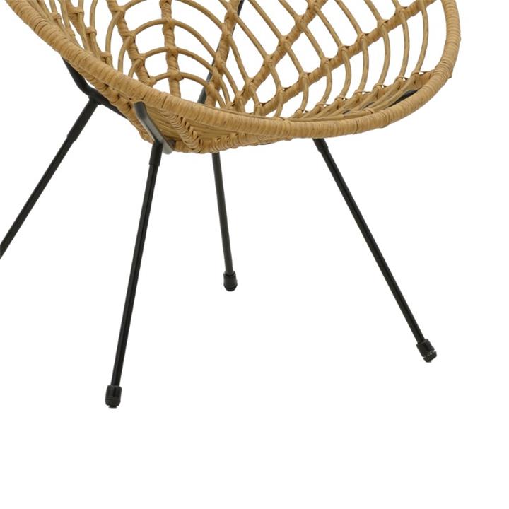 Armchair Naoki pakoworld pe natural-metal black leg 78x74x84cm