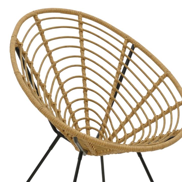 Armchair Naoki pakoworld pe natural-metal black leg 78x74x84cm