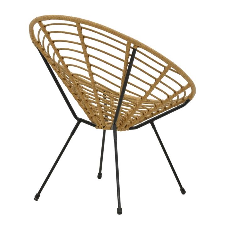 Armchair Naoki pakoworld pe natural-metal black leg 78x74x84cm