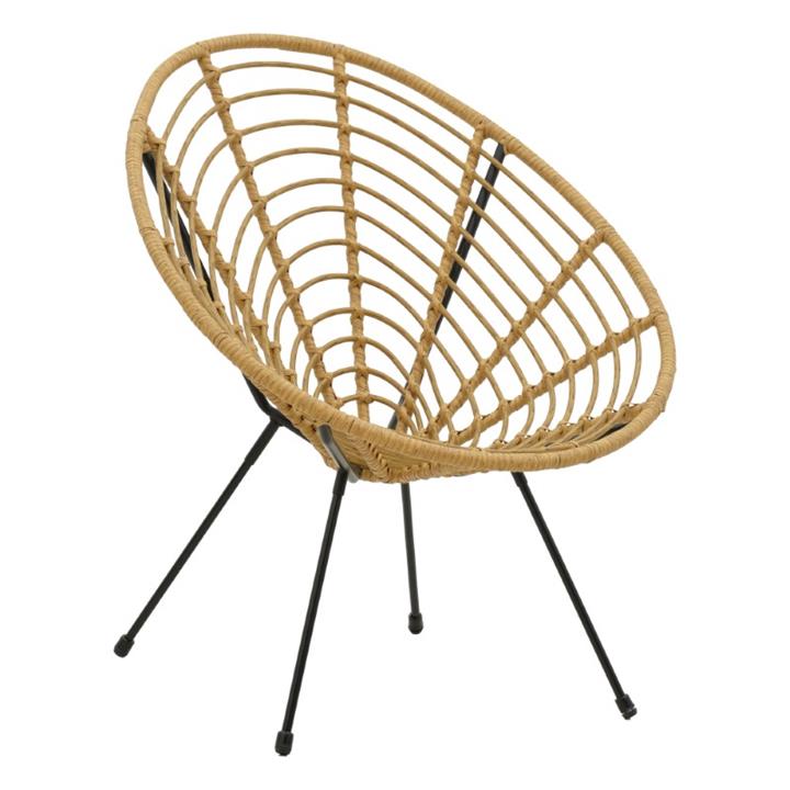 Armchair Naoki pakoworld pe natural-metal black leg 78x74x84cm